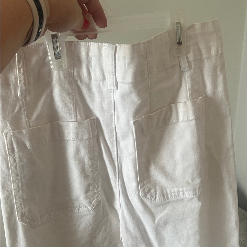 Wide Leg White Women's Pants - Classic High-Rise - Picture 5 of 5